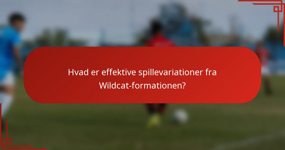 Hvad er effektive spillevariationer fra Wildcat-formationen?