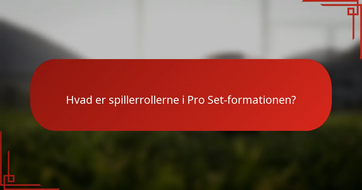 Hvad er spillerrollerne i Pro Set-formationen?