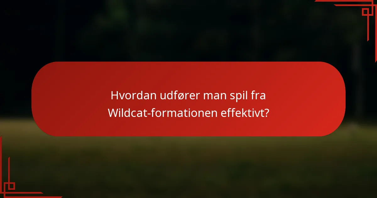 Hvordan udfører man spil fra Wildcat-formationen effektivt?